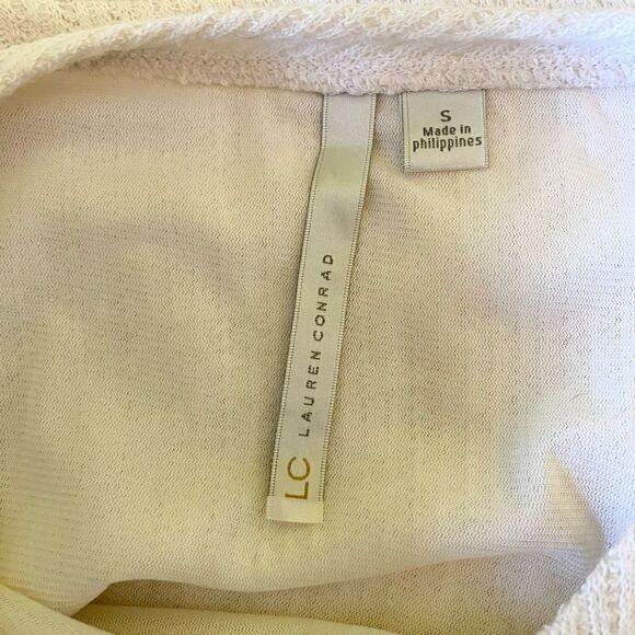 LC Lauren Conrad Lace Layered Babydoll Top Short Sleeve Cream Delicate Size S - Picture 6 of 8